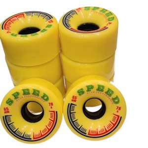 Fly Speed Soft Skate Wheels Set, 65mm 78A Hardness, Yellow, Quad Speed Wheels, Outdoor & Rink, Unisex-Youth